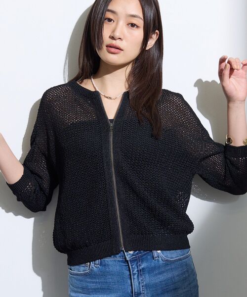 INDIVI（インディヴィ） カーディガン 「軽羽織／着映え」メッシュ編み