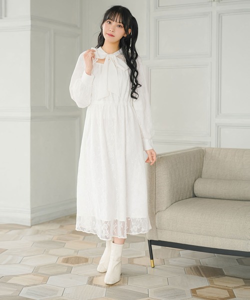 「Newlyme」 長袖ワンピース MEDIUM ブルーグレー レディース_画像2