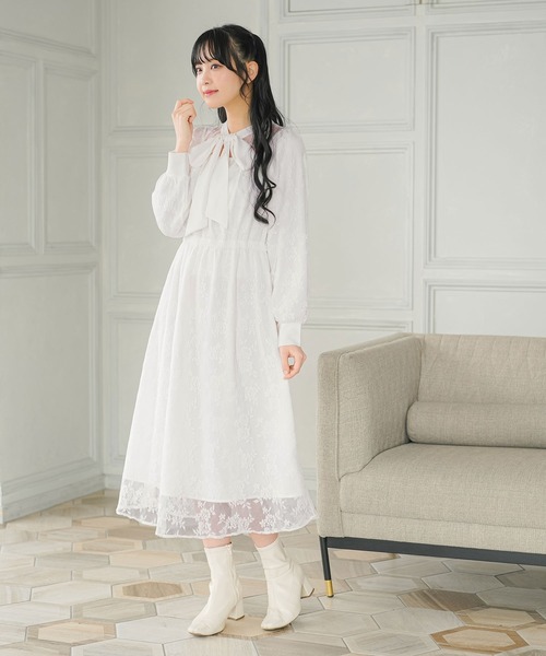 「Newlyme」 長袖ワンピース MEDIUM ブルーグレー レディース_画像3