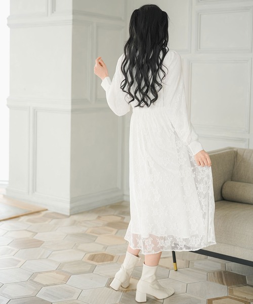 「Newlyme」 長袖ワンピース MEDIUM ブルーグレー レディース_画像4