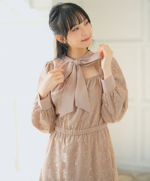 「Newlyme」 長袖ワンピース MEDIUM ブルーグレー レディース_画像5