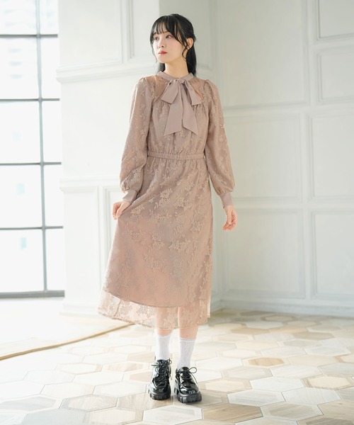 「Newlyme」 長袖ワンピース MEDIUM ブルーグレー レディース_画像6
