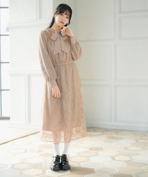 「Newlyme」 長袖ワンピース MEDIUM ブルーグレー レディース_画像7