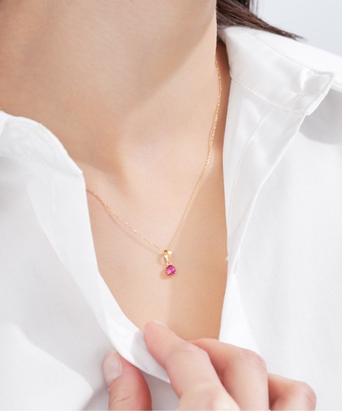 Jewel closet by L&Co. ネックレス K18 ルビー ラウンド ペンダント