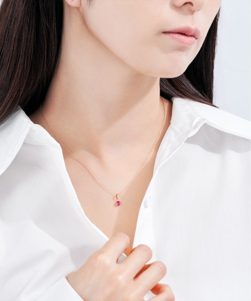 Jewel closet by L&Co. ネックレス K18 ルビー ラウンド ペンダント