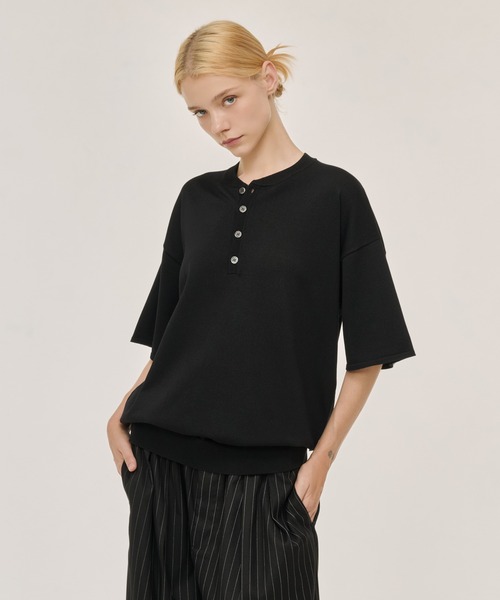 WETTEMPT セーター ニット HIGH GAUGE HENRY NECK S/S KNIT