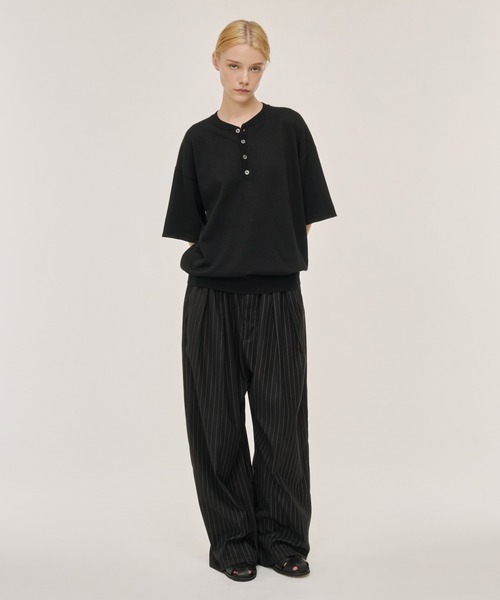 WETTEMPT セーター ニット HIGH GAUGE HENRY NECK S/S KNIT