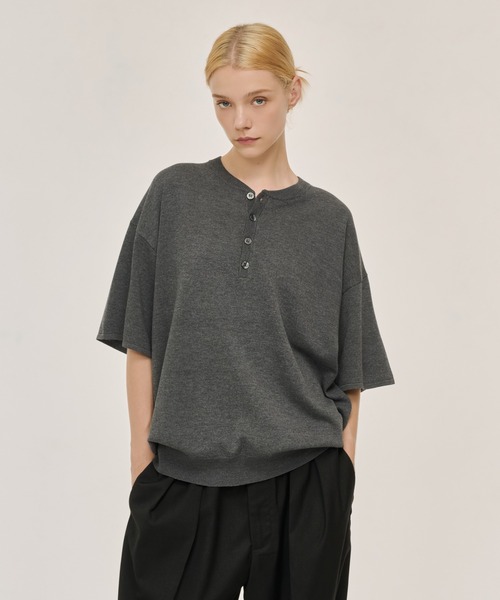 激シブ！ ribbed henry vneck L/S グランジ 鬼フェード WETTEMPT セーター ニット HIGH GAUGE HENRY NECK S/S KNIT