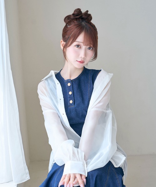 Rose Muse（ロゼミューズ） ブラウス シャツ Volume sleeve sheer
