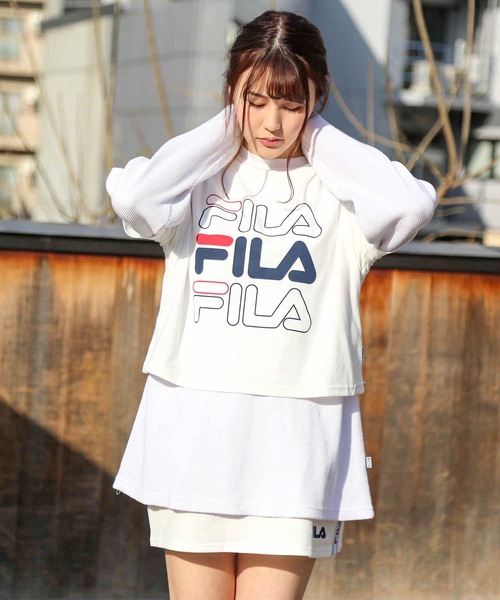 Tシャツ Tシャツ Fila フィラ レディース 店内限界値引き中 セルフラッピング無料 クロップド丈 ジム 半袖 ロゴプリントtシャツ スポーティー フィットネス