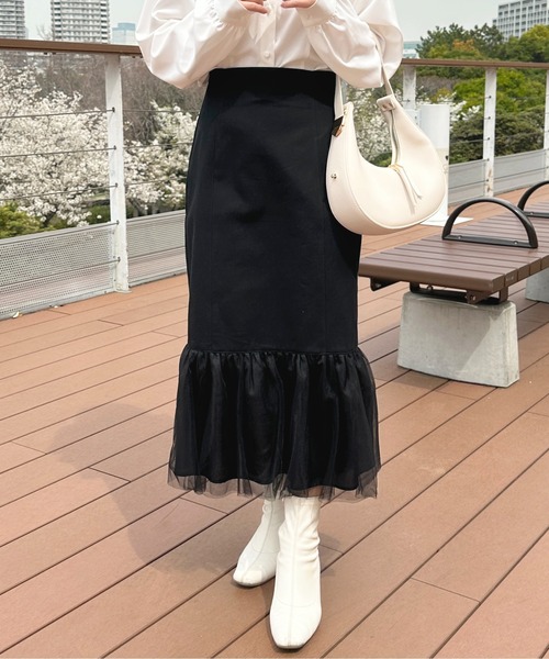 apres jour スカート チュール切り替えマーメイドスカート「ZOZOTOWN