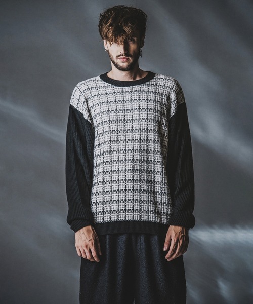 NO ID.（ノーアイディー） セーター ニット 「NO ID.」Tweed Knit Crew