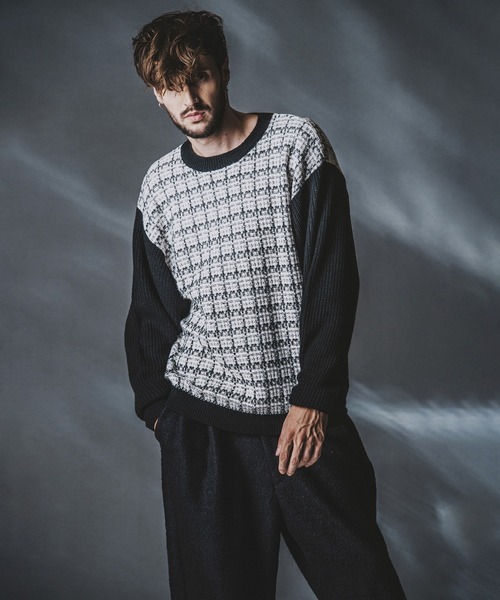 ノーアイディー（NO ID．）/ツイードニットC/N−PO(プルオーバー) NO ID.（ノーアイディー） セーター ニット 「NO ID.」Tweed Knit Crew
