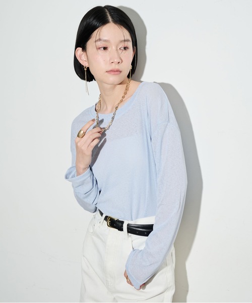 tシャツ シアー ロングスリーブ トップ レディース Shelly island tシャツ シアーロングスリーブトップス