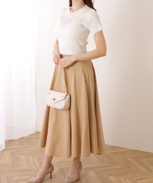 Lace Ladies ニット セーター ソリッドカラー 切替 リブ 半袖