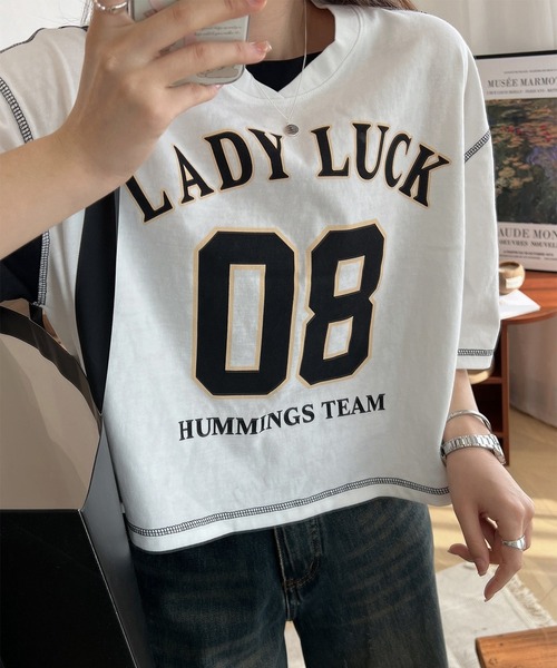 tシャツ 「WEB LIMITED Belle LINE」LACE NUMBERING T-SHIRT/レースナンバリングTシャツ レディース WEB LIMITED Belle LINE》LACE NUMBERING T－SHIRT/レース