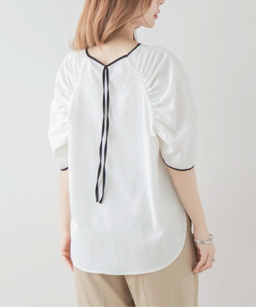 support surface◆別注/ボリュームスリーブ/ブラウス/1/ポリエステル/WHT SHIPS Colors:〈手洗い可能〉スラブ ボリュームスリーブ