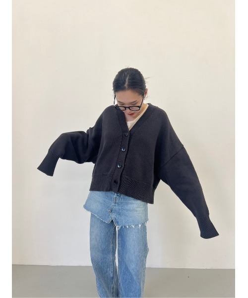 BLACK BY MOUSSY カーディガン cotton knit cardigan(コットン