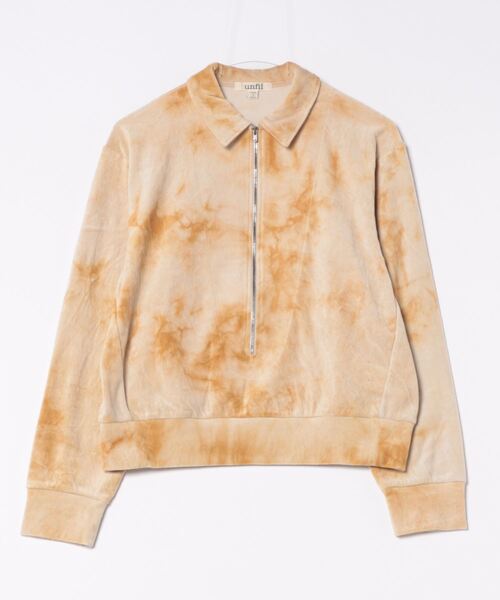 ポロシャツ ポロ unfil アンフィル / tie-dyed cotton velour zip polo タイダイ染めコットンベロアジップポロシャ unfil アンフィル / tie-dyed cotton velour zip polo タイダイ