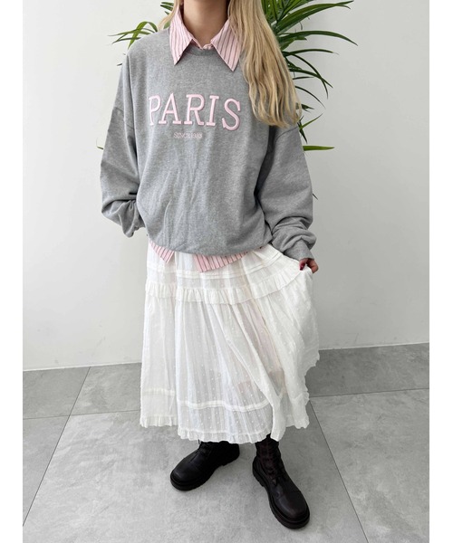 WC トレーナー スウェット PARIS刺繍ビッグスウェット レディース