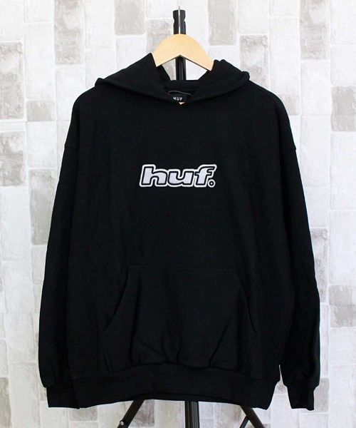 HUF ハフ ロゴアップリケ フーデッドフリーススウェットパーカー HUF パーカー ロゴアップリケ フードデッド フリース スウェット