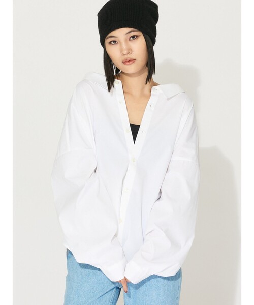 ブラウス シャツ MIDIUMISOLID for Ladies ドロップショルダーワイドシャツ レディース