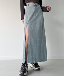 john デニム　スカート　パンツ JUNOAH デニムスカート ジップスリットデニムタイトスカート