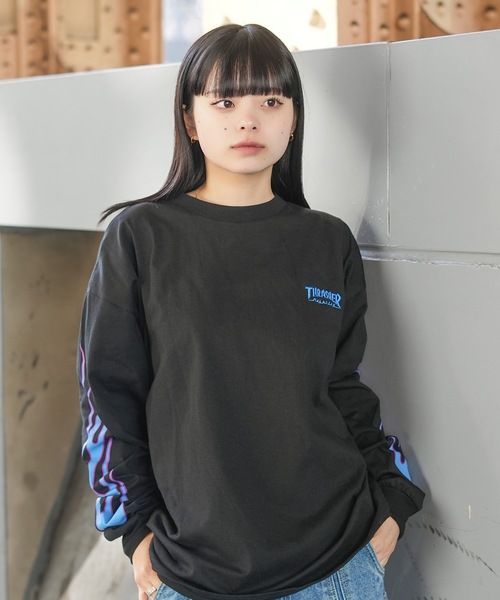 THRASHER tシャツ FLAME Sleeve L/S T-SHIRTS/スラッシャー