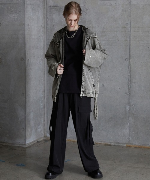 SERACE ルーズドレープサスペンダーマウンテンパーカー　　ブラック　L SERACE】Loose drape suspenders mountain parka / ルーズ