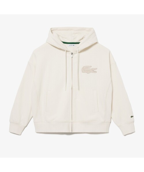 「LACOSTE」 ジップアップパーカー 34 オフホワイト レディース