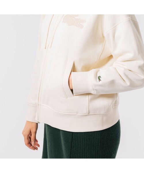 「LACOSTE」 ジップアップパーカー 34 オフホワイト レディース
