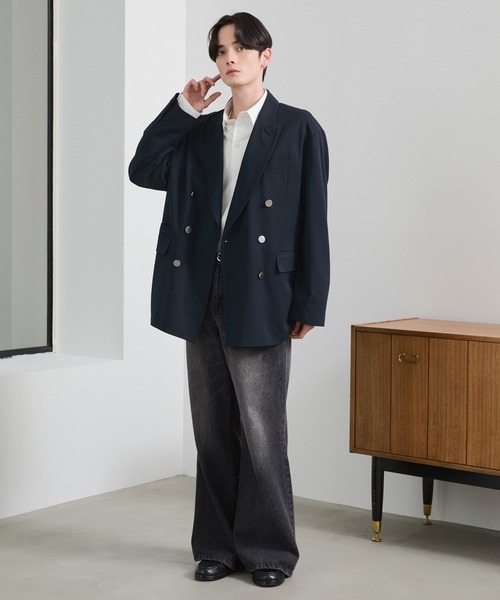 LUENNA オーバーサイズ ダブルブレステッド ジャケット　ブラウン　S LUENNA】Oversized Double Breasted Jacket / オーバーサイズ ダブル