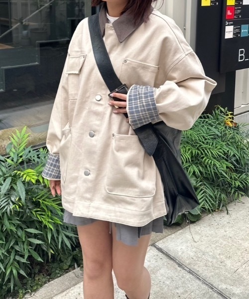 nemne（ネンネ） カバーオール 「keel」衿ソデ異素材カバーオール