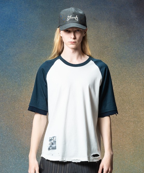 glamb グラム Damaged Raglan T-Shirt ダメージラグランTシャツ Tシャツ atftps glamb（グラム） tシャツ Damaged Raglan T-Shirt / ダメージラグラン
