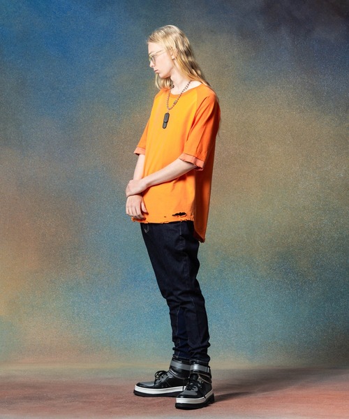 glamb（グラム） tシャツ Damaged Raglan T-Shirt / ダメージラグラン