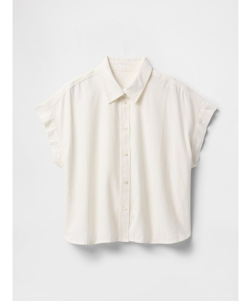 GAP ブラウス シャツ リネン混 クロップドシャツ レディース