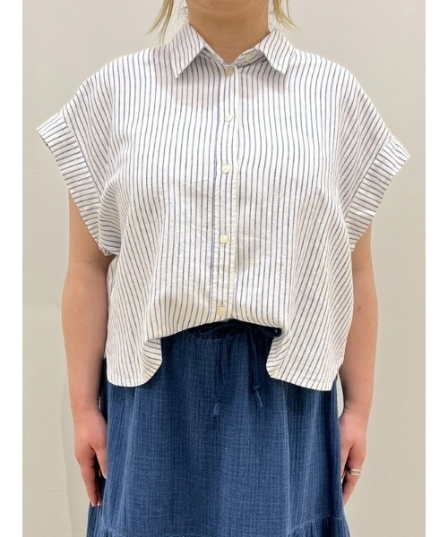 GAP ブラウス シャツ リネン混 クロップドシャツ レディース