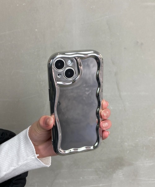 シルバーミラーに黒のふち文字がCOOLＩＰＨＯＮＥスマホケース Loco Ocean スマホケース ミラーウェーブ なみなみ シルバー