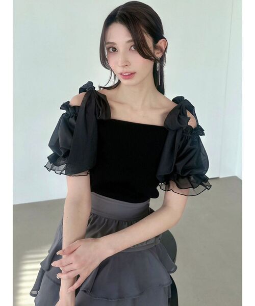 即完売商品♥RESEXXYボリュームリボンニットトップス セール】ボリュームリボンニットトップス（ニット/セーター