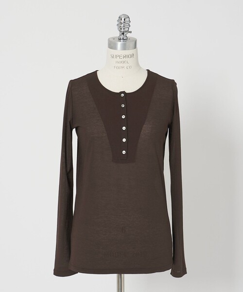 conte tシャツ 「conte」コットン シアー ヘンリーネック カットソー