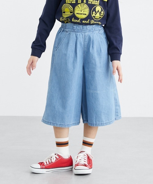 ハーフパンツ パンツ 短パン ライトオンスデニムガウチョパンツ 「綿