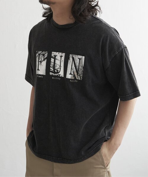 VENCE EXCHANGE tシャツ スノーウォッシュ加工箔プリントTシャツ