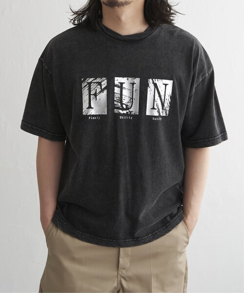 VENCE EXCHANGE tシャツ スノーウォッシュ加工箔プリントTシャツ