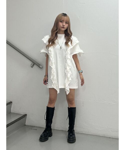 jouetie（ジュエティ） tシャツ フリルドッキングルーズTシャツ