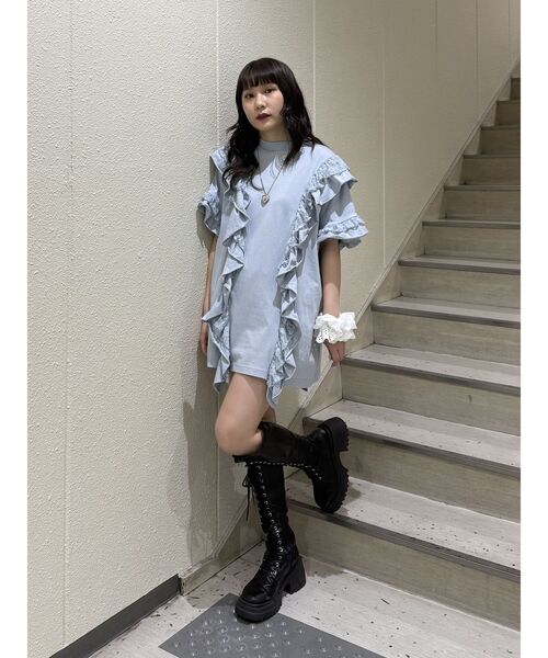jouetie（ジュエティ） tシャツ フリルドッキングルーズTシャツ