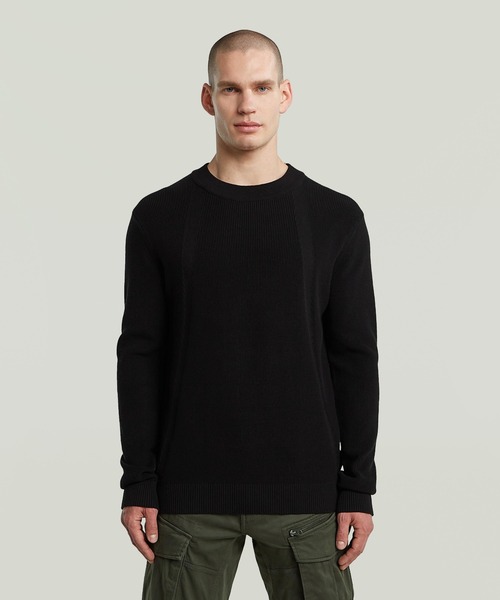 セーター ニット STRUCTURE KNIT PULLOVER/デザイン編みニットセーター メンズ