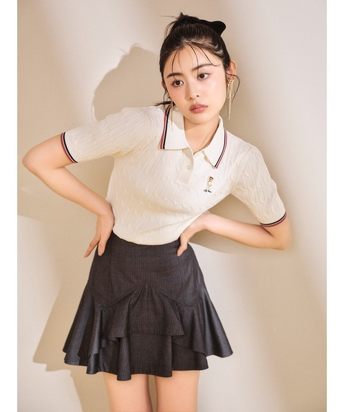 【新品未使用】LILY BROWN 半袖ニットトップス LILY BROWN 「LILY BROWN」 半袖ニット ONE SIZE イエロー