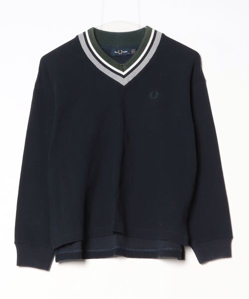 「FRED PERRY」 ドルマンスリーブカットソー 8 ネイビー レディース