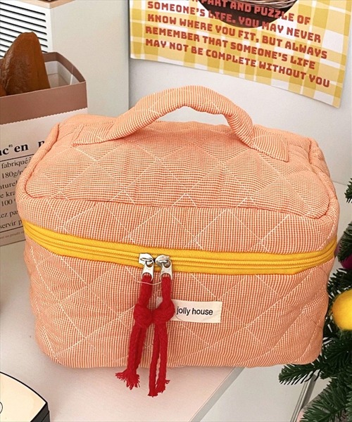 BAYBLO ポーチ (SB)チェック柄 キルト コスメポーチ/マルチポーチ