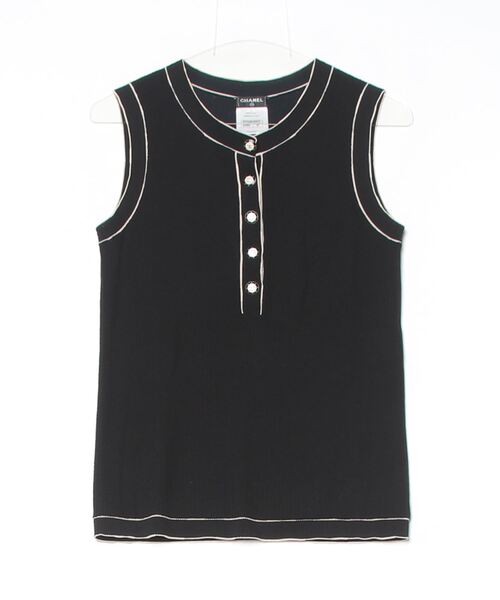 CHANEL 半袖トップス ニット 黒 38 CHANEL】【1999年秋冬】【イタリア製】【トップス】シャネル